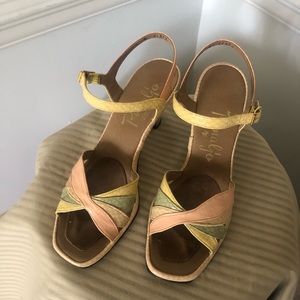 Penaljo Snakeskin Vintage Sandal Heels